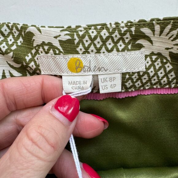 NWT Boden Gabriella‎ Pencil Skirt 4P Green White Pineapple Novelty Print Pockets - Picture 9 of 14